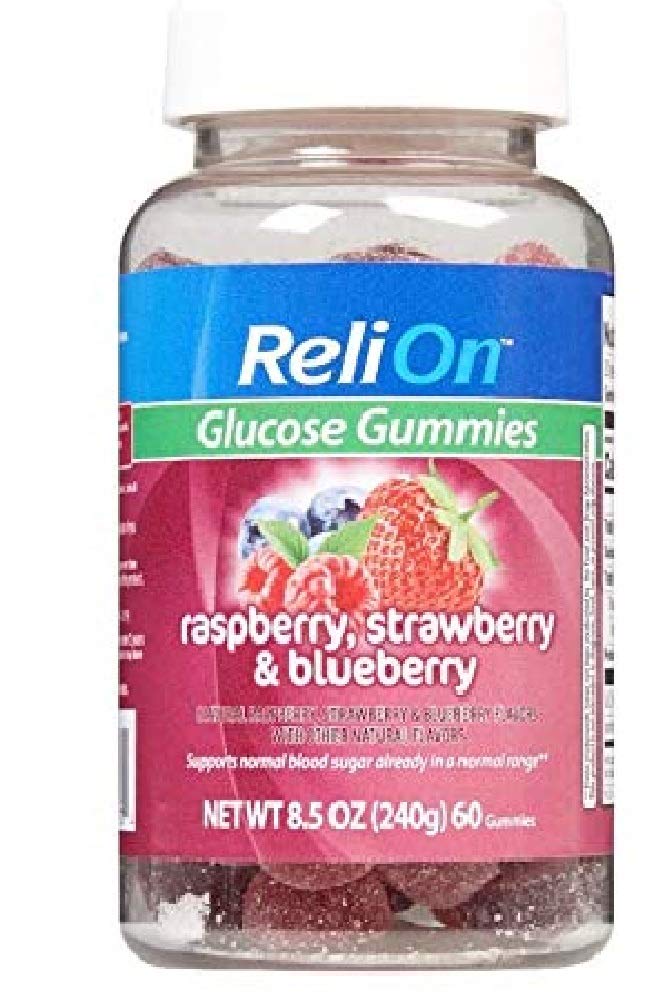 ReliOn Glucose Gummies Raspberry, Strawberry, and Blueberry - 60 Count Bottle