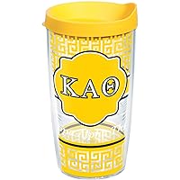 Tervis Fraternity - Kappa Alpha Theta Geometric Tumbler with Wrap and Yellow Lid 16oz, Clear