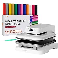 HTVRONT Heat Transfer Vinyl Bundle (12 Pack) Easy to Weed & Auto Heat Press Machine for T Shirts - 15x15