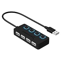 SABRENT USB Hub, USB Adapter 2.0, USB verlängerung mit EIN/AUS schaltern Geeignet, USB Verteiler mehrfach für PS4 PS5, Playstation 5, Laptop, PC, drucker, MacBook, USB Stick (HB-UMLS)
