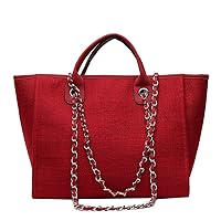 Tote Bags Women Canvas Bag Chain Large Capacity Tote Bag Portable Shopping Bag Handbag Beach Bag