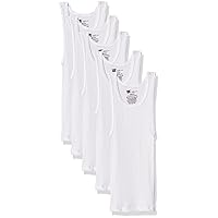 Hanes Boys' Tank Undershirt, EcoSmart Cotton Shirt, Multiple Packs Available, White, Medium