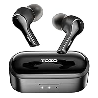 TOZO T9 True Wireless Earbuds Environmental Noise Cancellation 4 Mic Call Noise Cancelling Headphones Deep Bass Bluetooth 5.3 Light Weight Wireless Charging Case IPX7 Waterproof Headset Black