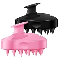 HEETA Hair Scalp Massager Shampoo Brush 2 Pack, Soft Silicone Bristles to Remove Dandruff, Waterproof Hair Scrubber for Both Wet Dry Hair, Suitable for Men & Women (Pink & Black)