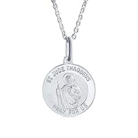Personalize Unisex Religious Photo Medal Pendant Necklace Saint Joseph, Jude, Christopher, Michael, Jesus Virgin Marry Oxidized .925 Sterling Silver Personalize for Women and Men