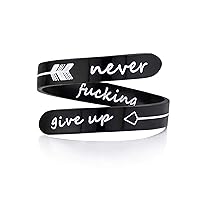 Opening Black Keep Going ring Stainless Steel Adjustable Never give up Jewelry Inspirational Opening Stacking Cute Hiphop Band