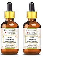 Pure Ylang Ylang Essential Oil (Cananga odorata) with Glass Dropper Steam Distilled (Pack of Two) 100ml X 2 (6.76 oz)