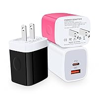 20W USB C Fast Charger, 3Pack Dual Ports PD USB C Wall Charger Adapter Plug Charger Block Charging Cube Compatible iPhone 15 14 13 12 11 Mini Pro Max SE XS XR X 8 Plus, Samsung, LG
