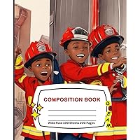 Dynamic Trio: African American Boys Firefighter Composition Book | Wide Ruled 7.5