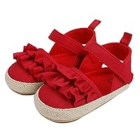 Kids Sandals Baby Solid Color Canvas Ruffle Side Sneakers Children Indoor Outdoor Cozy Comfy Slippers with Hook