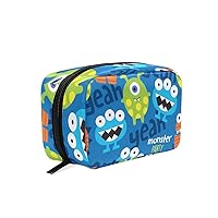 A Group Of Monsters Have A Party Printing Cosmetic Bag with Zipper Multifunction Toiletry Pouch Storage Bag for Women