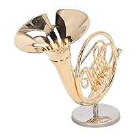 Brass Miniature French Horn Mini French Horn Model Musical Instrument Replica Dollhouse Home Decoration, Ornament for Home Office