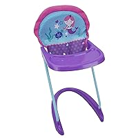 Mermaid Doll Highchair - Kids Pretend Play Highchair w/Front Tray & Safety Harness, Feeding Playtime Ages 3+