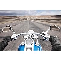 Laminated Open Road from Behind Handlebars of Motorcycle Photo Photograph Poster Dry Erase Sign 36x24