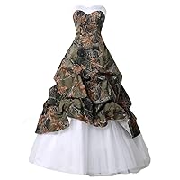 Women's Camouflage Sweetheart Wedding Dresses for Bride Camo Satin Bridal Ball Gown