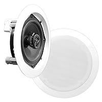 6.5” Ceiling Wall Mount Speakers-Pair of 2-Way Midbass Woofer Speaker 1/2'' Polymer Dome Tweeter Flush Design w/70Hz-20kHz Frequency Response&200 Watts Peak Easy Installation-Pyle PDIC61RD