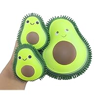 Avocado Family - Set of 3 Puffer Fruit Air- Filled Squeeze Stress Balls with Faces - Sensory, Stress, Fidget Toy