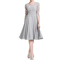 Women's Applique Mother of The Bride Dress Short Prom Dress with Half Sleeves