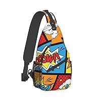 Boom Comic Words Sling Bag Sling Backpack Crossbody Bags Chest Shoulder Bag Daypack for Women Men