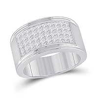 The Diamond Deal 14kt White Gold Mens Princess Diamond Band Ring 3 Cttw