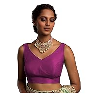 Women's Readymade Banglori Silk Wine Blouse For Sarees Indian Designer Bollywood Padded Stitched Choli Crop Top