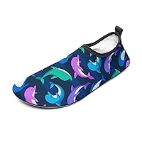 Colorful Dolphins Water Shoes for Women Men Quick-Dry Aqua Socks Sports Shoes Barefoot Yoga Slip-on Surf Shoes