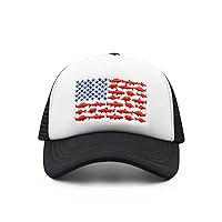 Boys and Girls 3-13 Year Old Fish Flag Trucker Mesh Hat, Adjustable Youth Toddler Baseball Cap