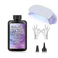 VidaRosa UV Resin 100g Hard Type Crystal Clear with UV Lamp, UV Resin Starter Kit for Glue/Jewelry Making/Crafts DIY/Resin Art, Fastest Curing UV Resin, No Yellowing, with Disposable Gloves