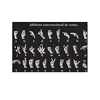 Posters Sign Language Kids Alphabet Poster American Sign Language for The Deaf Poster Canvas Art Poster Picture Modern Office Family Bedroom Living Room Decorative Gift Wall Decor 20x30inch(50x75cm