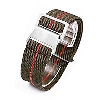 Man's French Troops Military Parachute Watchband Special Elastic Fabric Nylon Canvas Strap Hook Buckle 20/21/22mm Multiple Color Options