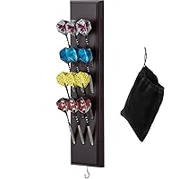 Viper Dart Caddy Solid Wood Wall Mounted Dart Holder/Stand with Accessory Storage Bag, Displays 4 Sets of Steel/Soft Tip Darts, Compatible with All Sisal & Electronic Dartboards, Surrounds & Cabinets