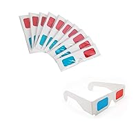 3D Glasses for Movies,10 Pairs 3D Glasses Red and Cyan White Frame Anaglyph Cardboard - Folded in Protective Sleeve