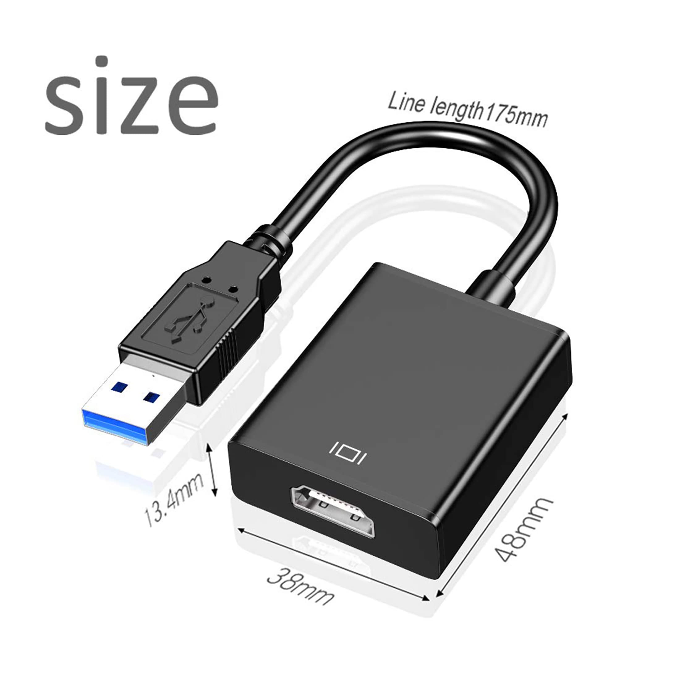 Zulpunur USB to HDMI Adapter, USB 3.0/2.0 to HDMI Cable Multi-Display Video Converter- PC Laptop Windows 7 8 10,Desktop, Laptop, PC, Monitor, Projector, HDTV.[Not Support Chromebook]