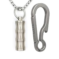 Ultra-Light Titanium Keychain Pill Holder Necklace with Titanium Key Clip Bundle