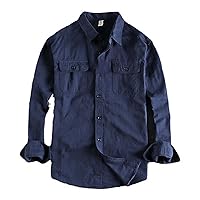British Style Retro Long Sleeve Shirt Coat Men Spring Autumn Twill Cotton Versatile Solid Color Male Cargo Work Shirts