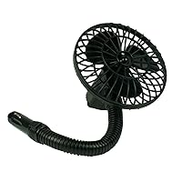 Koolatron 12V Mini Car Fan, Direct Plug-in portable fan with flexible and adjustable neck, ideal for cans, vans, trucks, RVs, boats and small personal airplanes.