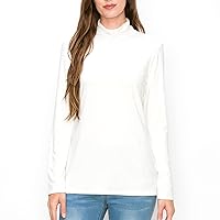 Rayon Spandex Tops for Women, Long Sleeve Slim Fit Lightweight Turtleneck Top