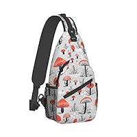 Cartoon Mushrooms Print Crossbody Backpack Shoulder Bag Cross Chest Bag For Travel, Hiking Gym Tactical Use