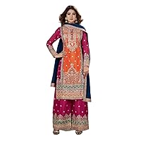 Xclusive Women's Salwar Kameez Straight Suit Chinon Silk Traditional Indian Pakistani Ready To Wear Dress