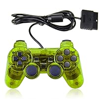Funcilit Wired Controller for PS2, Double Shock Vibration Twin Shock Gamepad for Sony Playstation 2 (Yellow)