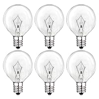 25 Watt Wax Warmer Bulbs,Light Bulbs for Full Size Scentsy Warmer,120V/E12 Base Type G Bulb,Dimmable, Warm White, 6 Packs G40 Bulbs for Candle Lamp
