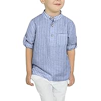 Arshiner Boys Cotton Linen Henley Shirt Button Down Shirt Long Sleeve T Shirt Beach Shirt Tee Casual Solid Tops