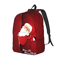 Canvas Backpack For Women Men Laptop Backpack Cartoon Santa Claus Travel Daypack Lightweight Casual Backpack