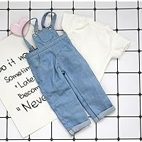 Blyth BJD Clothes 30cm 1/6 BJD SD YOSD Doll Clothes Fashion Denim Overalls Pants and Short Sleeve T-Shirt Set Doll Accessories (Blue)