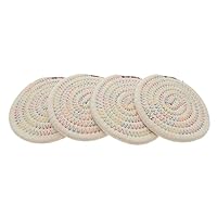 Cotton coaster Set 100% Pure Cotton Thread Weave Set (Set of 4) Stylish Coasters, Hot Pads, Hot Mats, Spoon Rest For Cooking and Baking by Diameter (Rainbow colors)