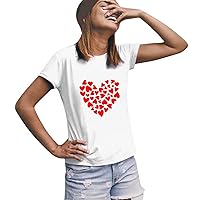 White Shirts for Women Long Sleeve Fitted Blouse Short Fashion Valentine's Day T-Shirt Top Women's Print Sleev