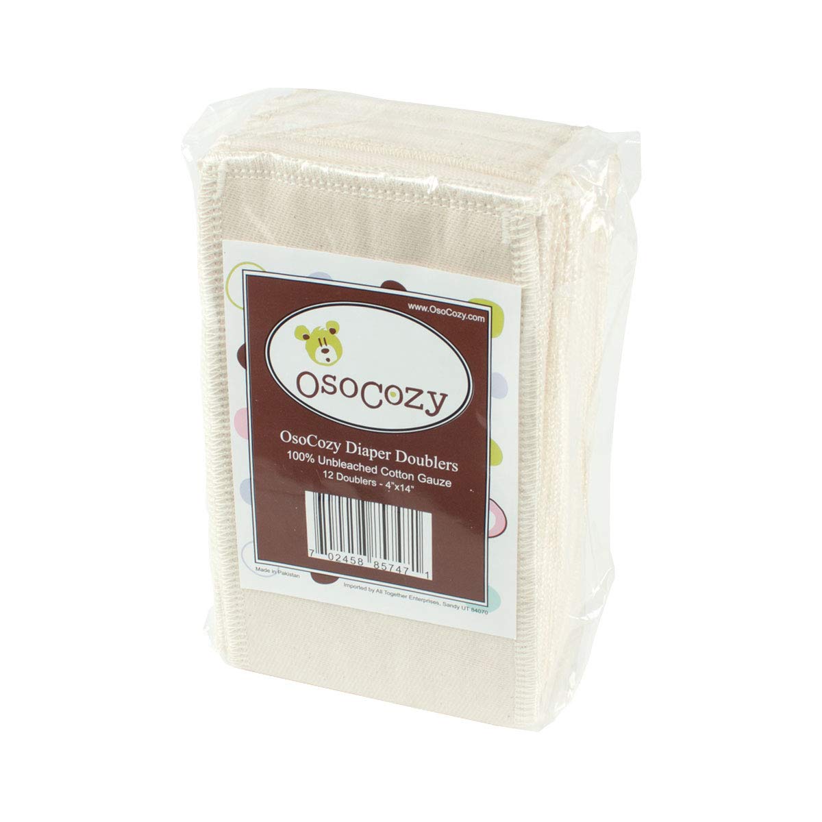 OsoCozy Gauze Cloth Diaper Doublers - 100% Unbleached Gauze Weaved Cotton, 4x12 inches, 6 Layers Thick. Add Extra Absorbency to Your Cloth Diapers - 12 Pack