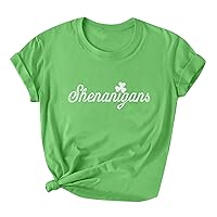 Women's St Patricks Day Shirts T Shirt Short Sleeve Tops Blouse Funny Letter Printed Funny Round Neck T-Shirt Tunic Top