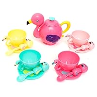 Boley Zoo Troop: Flamingo Tea Set - 13 Pieces - Animal Tea Party Set, Flamingo Tea Pot & Accessories, Food & Kitchen Pretend Play, Toddler & Kids Ages 2+