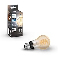 Smart 40W A19 Filament LED Bulb - White Ambiance Warm-to-Cool White Light - 1 Pack - 550LM - E26 - Indoor - Control with Hue App - Works with Alexa, Google Assistant and Apple Homekit
